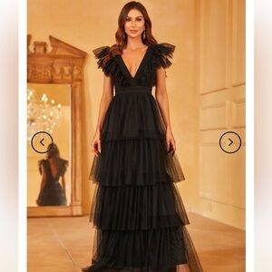 Formal Black Tiered Dress